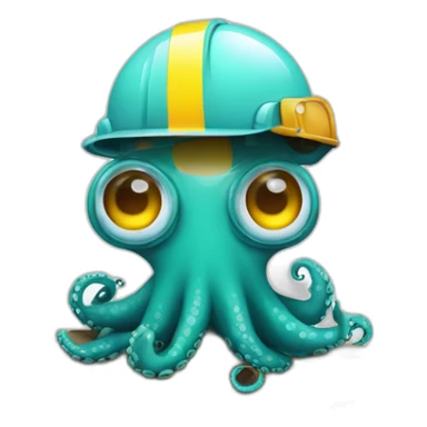 octopus avec casque de chantier sticker