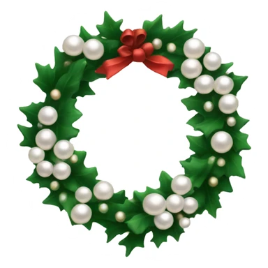 A Christmas wreath designed like a circle of pearls with a tiny black bow. sticker