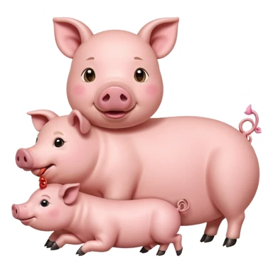 mother pig laying down while piglets nurse from its teats sticker