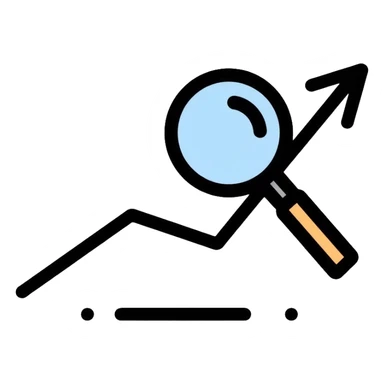 simple magnifying glass over a descending chart line sticker