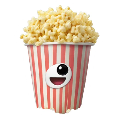 Popcorn in a striped cup with a TV sticker