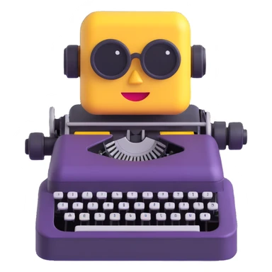 robot typewriter, 3d emoji style sticker