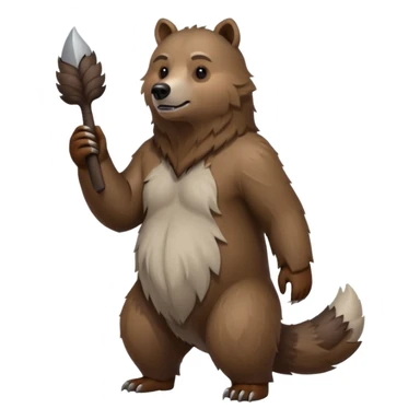 Grizzly bear with a wolf’s tail, fluffy neck fur, and long downward pointing tusks sticker