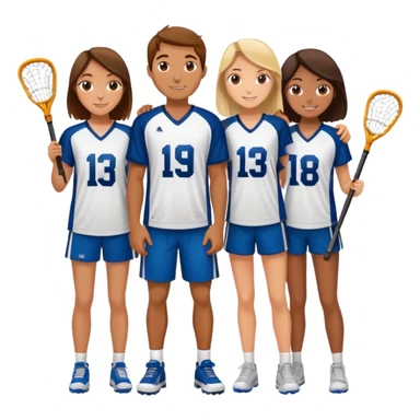 A lacrosse player and his girl friends standing next to eachother sticker