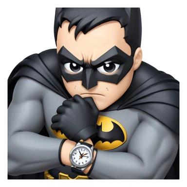 Batman looking stressed at his watch sticker