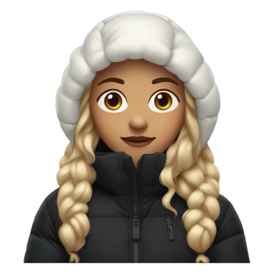 White burgundy haired Girl wearing black northface parka sticker