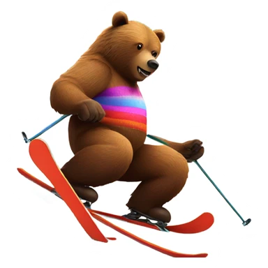 Grizzly bear skiing down mountain made of skittles sticker