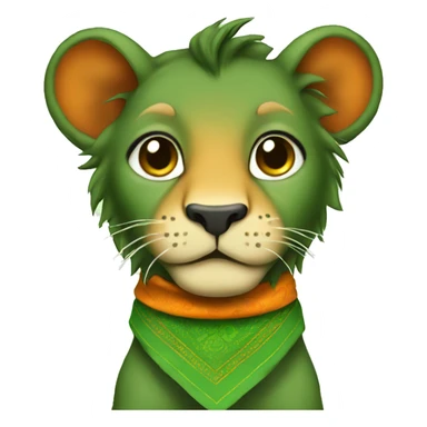 Baby lion green and orange bandana sticker