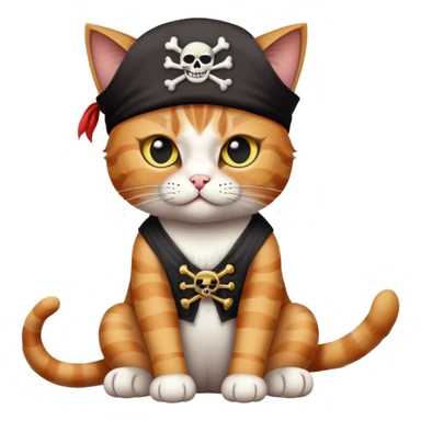 cat full body sitting with a pirate eye patch sticker