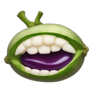 woman mouth over an eggplant sticker