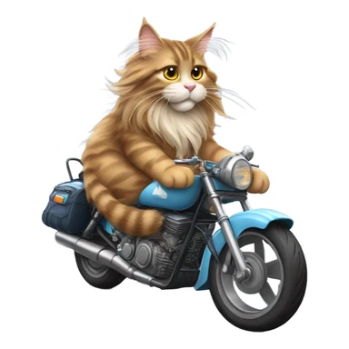 Maincoon cat riding a motorcycle  sticker