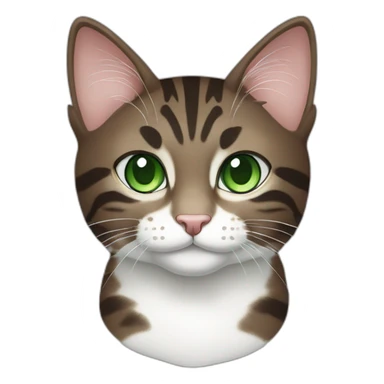 Dark Brown and white tabby cat with green eyes sticker