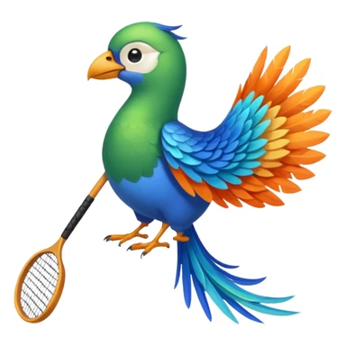 pajaro con las plumas de cola en forma de raqueta color verde azul naranja sticker
