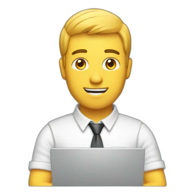 man working on pc sticker