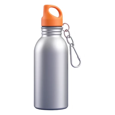 a metal water bottle with a carabiner sticker