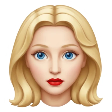 Madonna with blue eyes, red lip sticker
