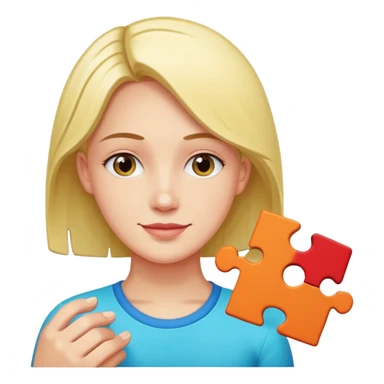 one person playing with single jigsaw puzzle piece. sticker