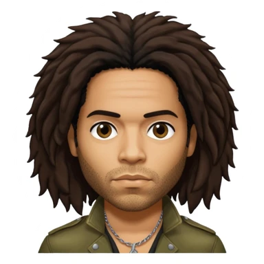 Lenny Kravitz with long dark brown hair sticker