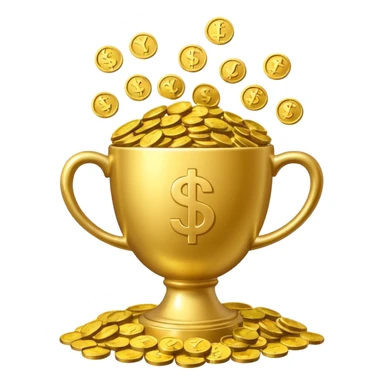 a winnig cup with money symbol sticker