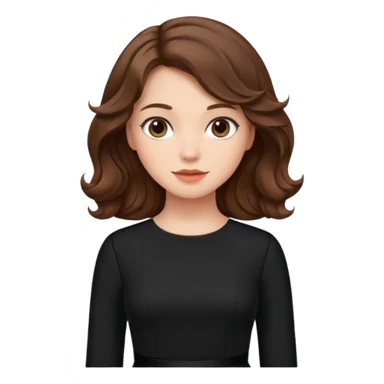 دختری با موهای بلند و لباس بلند دامنی و آستین بلند مشکی شیک و زیبا و موهای قهوه ای موج دار sticker