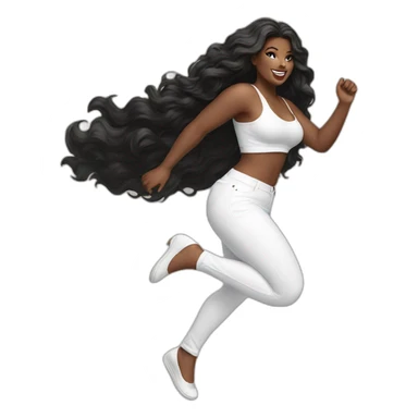 curvy beauty jumping black skirt white pants sticker