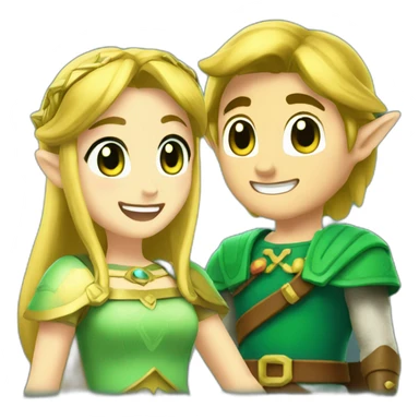 Link and Princess Zelda laughing sticker