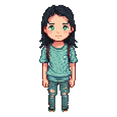 teenager with black hair and visible acne sticker