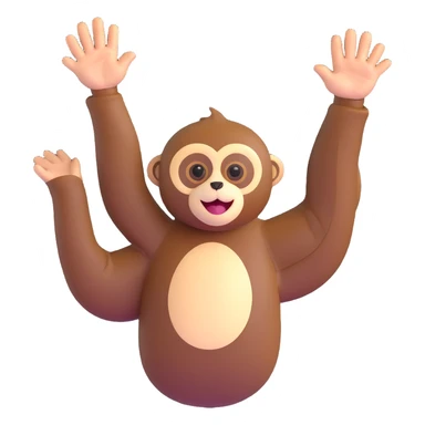 gibbon waving, cheerful sticker
