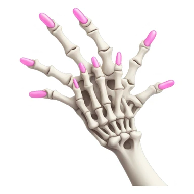 skeleton hand with long pink nails sticker
