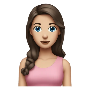 brunette girl with a pink dress on and blue eyes  sticker