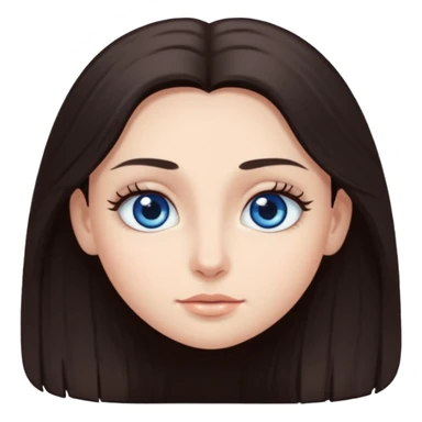 long dark brown hair with big blue eyes and long dark eyelashes round face sticker