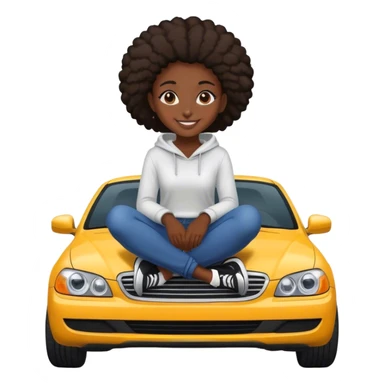 smiling black girl in car hood  sticker