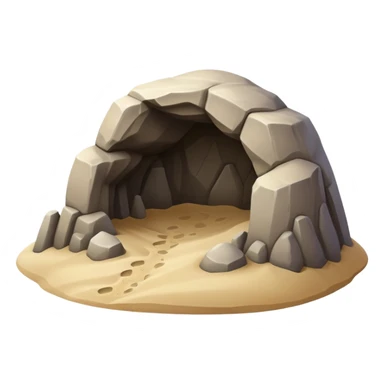 generate realistic detailed cave in 3d style with sand  sticker