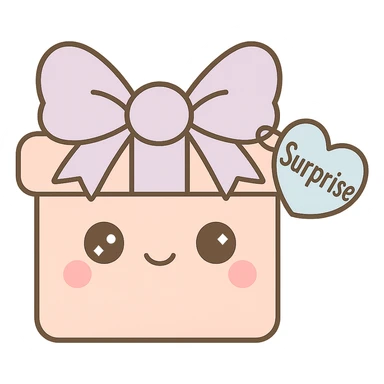 Change the heart-shaped gift tag to blue, keep the name 'Surprise'. sticker