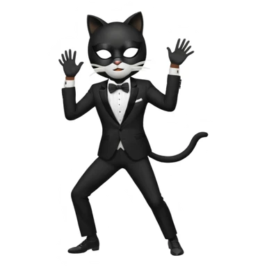Dancing man in black suit and white cat mask sticker
