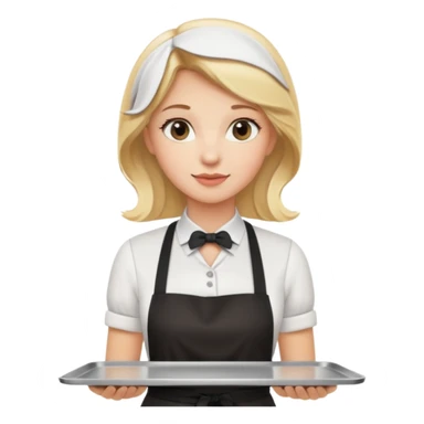 blonde Cafe waiter woman with tray sticker