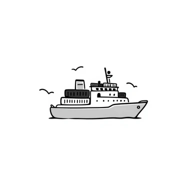 A hand-drawn simple cargo ship with containers sticker