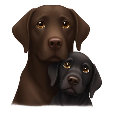 Chocolate Labrador cuddling a black Labrador  sticker