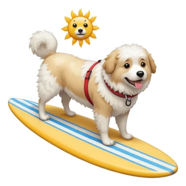 Chien Montagne des Pyrénées sur une planche de surf sticker