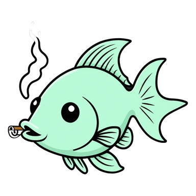 Stoned fish smoking a blunt with their fins sticker