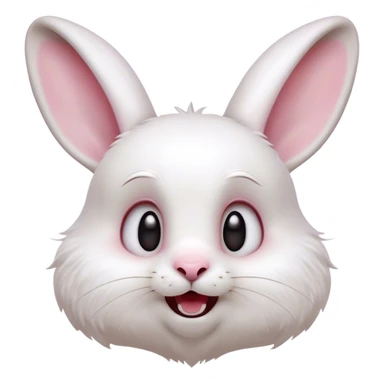 Cinematic Comical White Rabbit Portrait Emoji, Head tilted dramatically with an exaggeratedly amused expression, featuring a pristine white fur with perky, expressive ears and wide, playful dark eyes filled with disbelief, Simplified yet hilariously expressive features, highly detailed, glowing with a slightly sassy glow, high shine, dramatic yet playful, stylized with an air of cheeky mischief, bright and endearing, soft glowing outline, capturing the essence of a spirited and over-the-top bunny, so meme-worthy it feels like it could side-eye its way into internet fame instantly! sticker