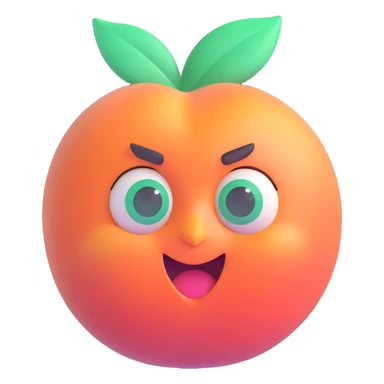 cute emerald green peach character face, expressive and playful, soft shading sticker