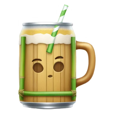 Drink in a beer glass can with a bamboo lids on top and straw throughout  sticker