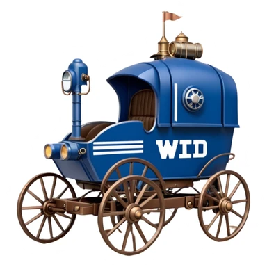 Old American West tarnished R2D2 bounty policeman in 1854 delicately ornate rosegold accents painted buggy buckboard wagon powered by electric motors and batteries with safety features and belts flying rapidly across rough dusty terrain stable on strong agile futuresteampunk suspension and steering  sticker
