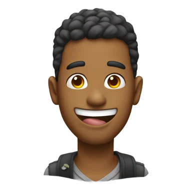 guy sticking out his tongue with a peace sign sticker