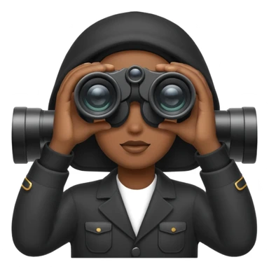 black hands holding  binoculars sticker