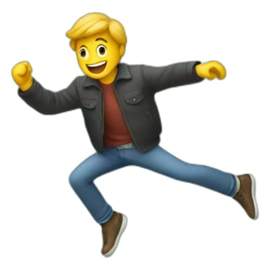 a man jumping over a fence with a mobile phone in his hands sticker