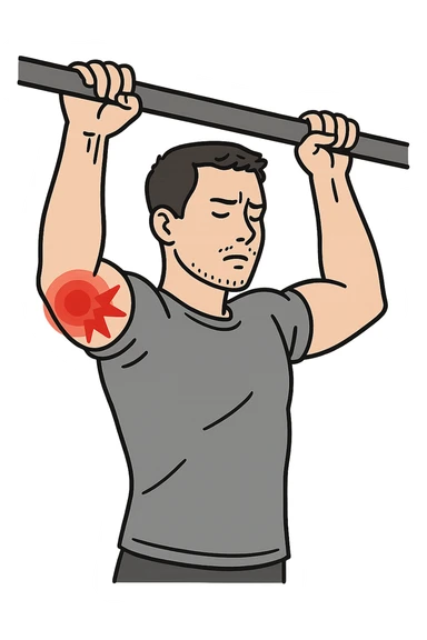 gomito dolorante alle trazioni sticker