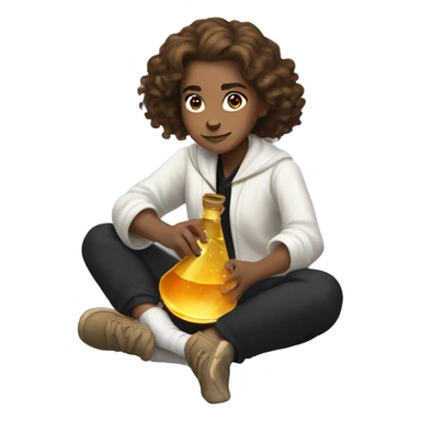 white hermione granger sitting on a floor creating potions sticker