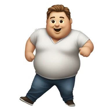 Fat man dancing with brown hair sticker